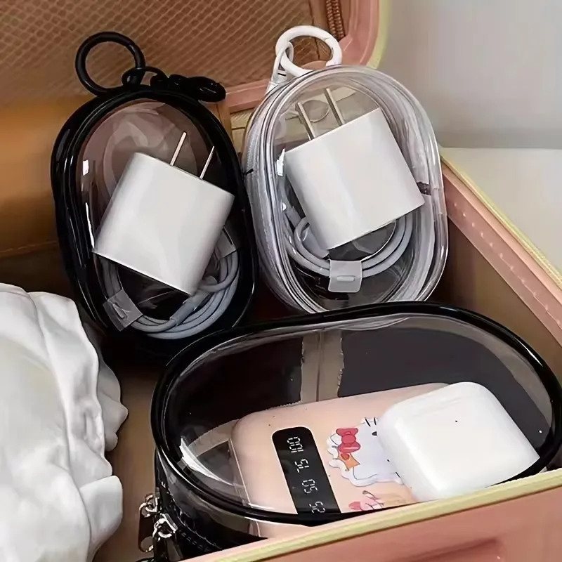 Cable Organizer Travel - 휴대용 미니 투명 지퍼 수납 가방