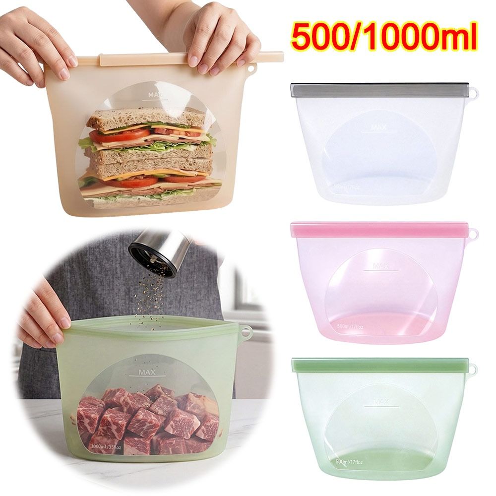 Reusable Zip Bag - 실리콘 식품 보존 백 방습 신선도