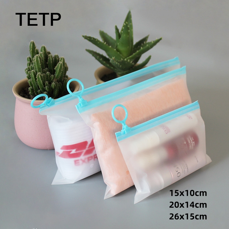 Reusable Zip Bag - TETP 반투명 지퍼백 (파란색 손잡이 포함)