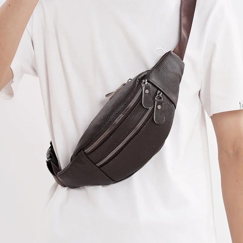 Travel Accessories Tech - 정품 가죽 남성용 허리 가방 다기능