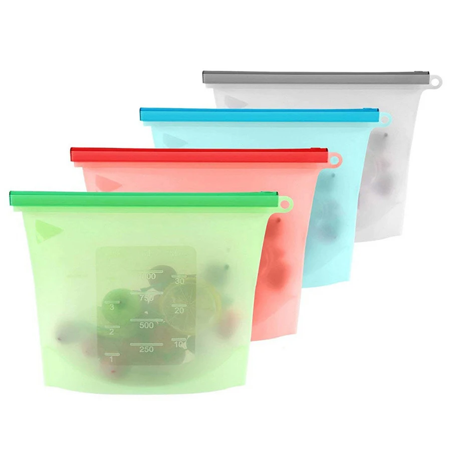 Reusable Zip Bag - 1000ml 재사용 가능한 실리콘 식품 등급