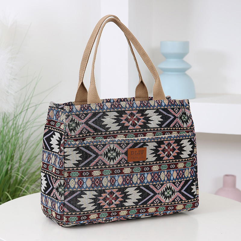 Travel Accessories Tech - 여성용 두꺼운 니트 자카드 패브릭 토트