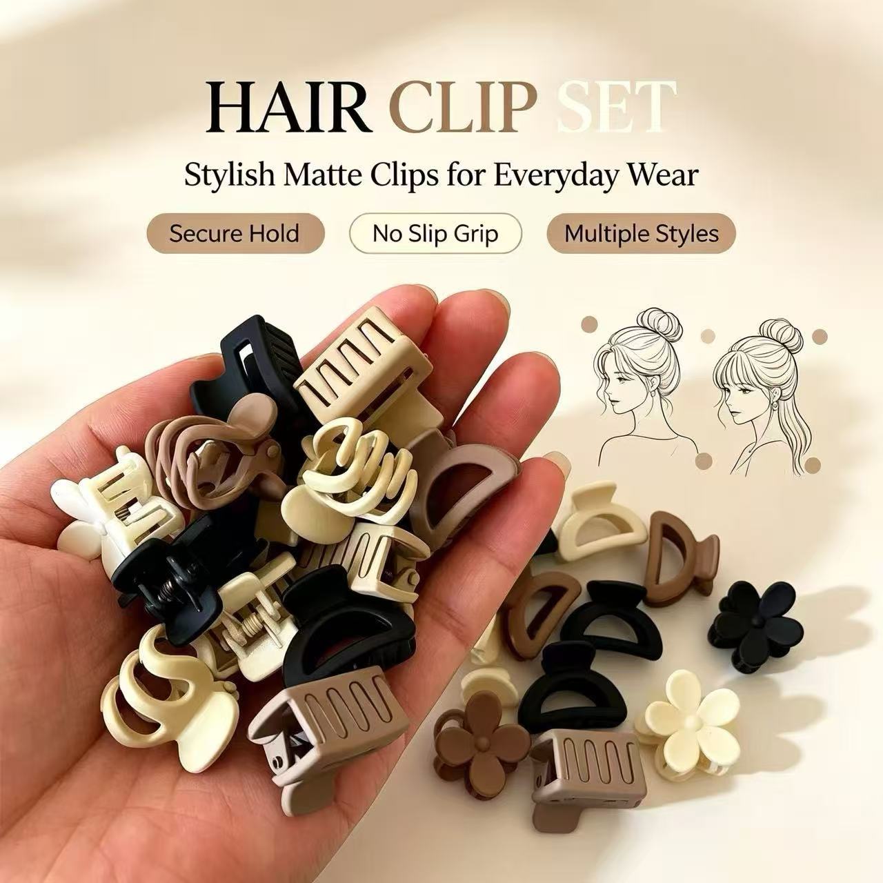 Travel Accessories Pack - 10/20/30개 베이지 혼합 팩 작은 클립,