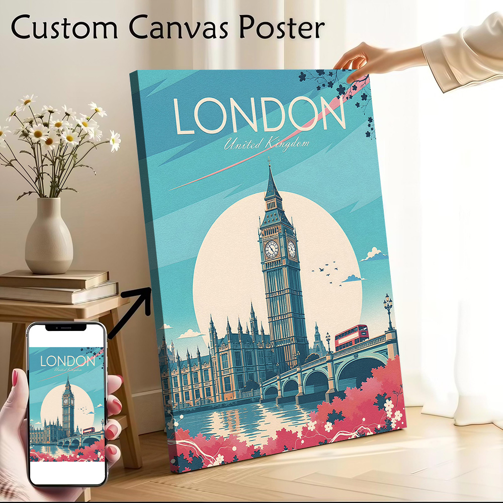 Travel Accessories London - 런던 여행 캔버스 포스터 벽 예술