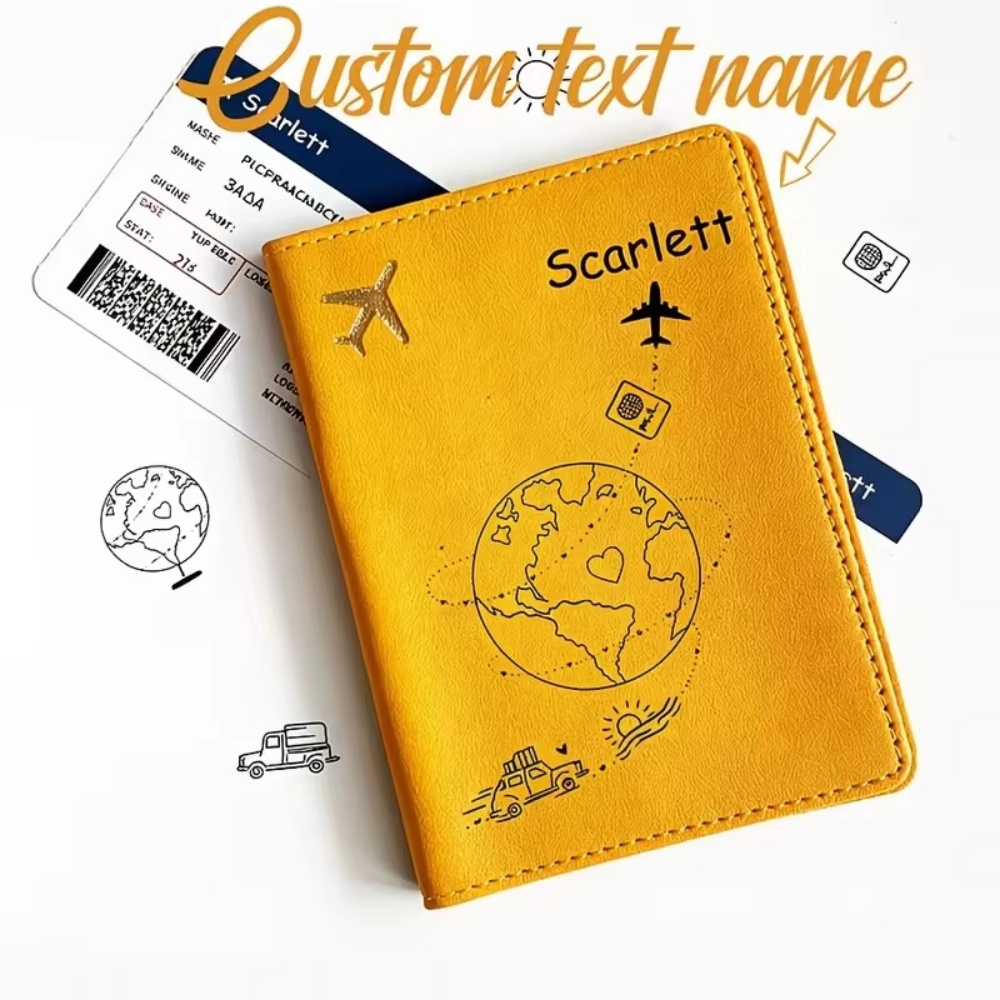 맞춤 이름 문구가 있는 여권 커버, 비행기 & 지구 디 - Travel Accessories Plane 리뷰 및 가격