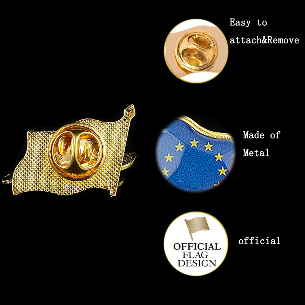 유럽 연합 애국주의 배지, 금도금 흔들며 깃발 라펠 핀 - Travel Accessories For Europe 리뷰 및 가격