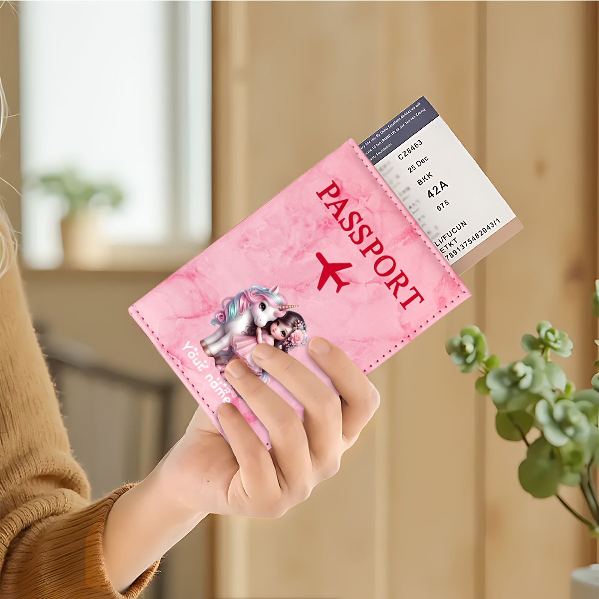 유니콘 소녀 패턴 PU 여권 홀더, 황금색 비행기 아이 - Travel Accessories Plane 리뷰 및 가격