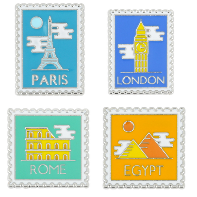 합금 배지 배낭 브로치, 런던 파리 로마 이집트 우표, - Travel Accessories London 리뷰 및 가격