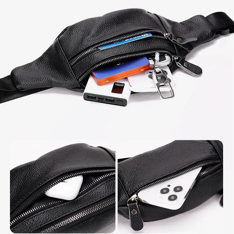 정품 가죽 남성용 허리 가방 다기능 가슴 가방 크로스바 - Travel Accessories Tech 리뷰 및 가격