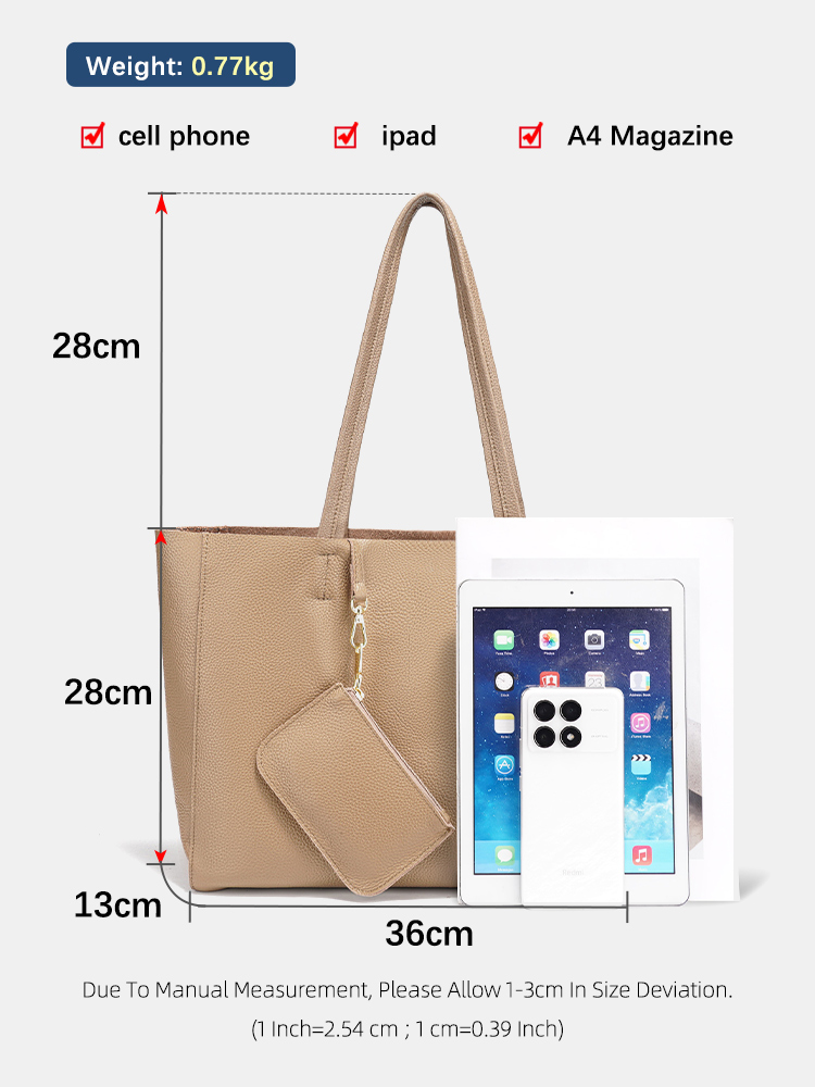 Zency 정품 가죽 대형 토트 백 심플 패션 카키색  - Travel Accessories Tech 리뷰 및 가격