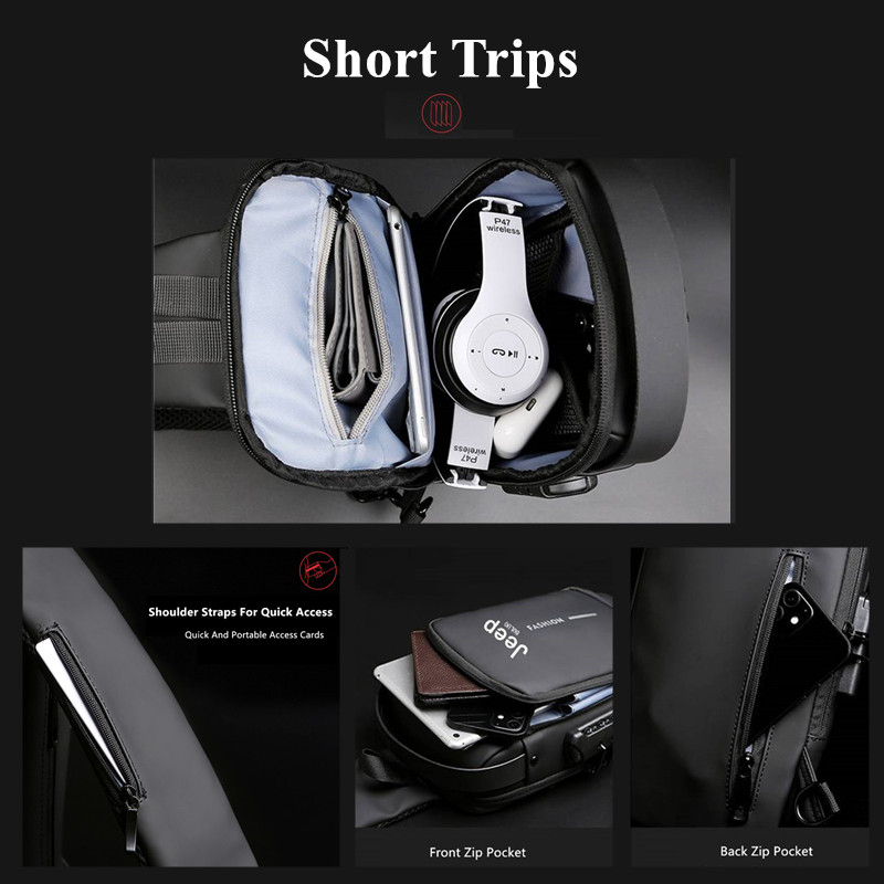 지프 불루오 남성용 도난 방지 슬링백 USB 충전 포트 - Travel Accessories Tech 리뷰 및 가격