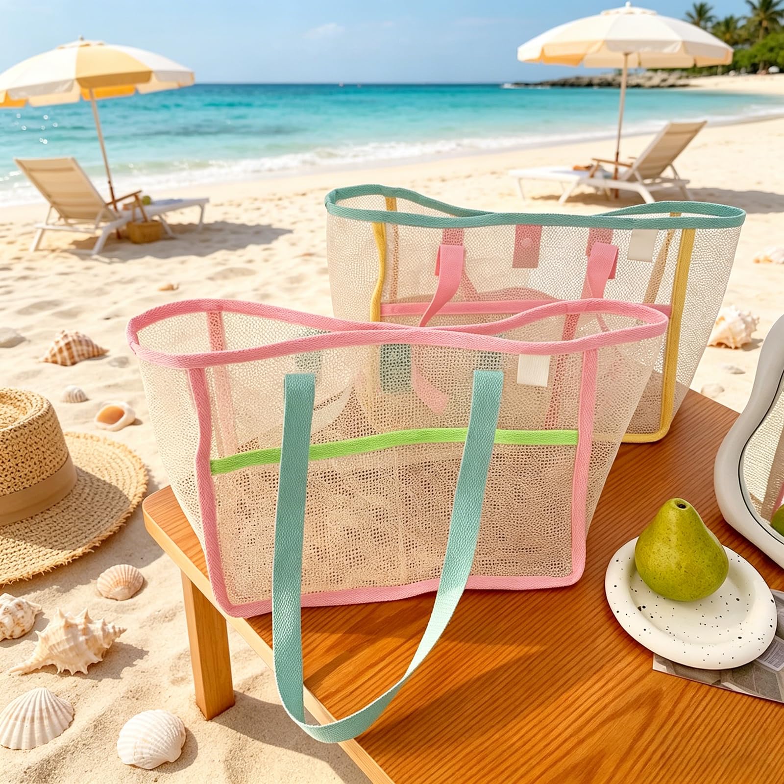 여성용 비치백, 화려한 접이식 그물망 모래 가방, 여행 - Travel Accessories Pack 리뷰 및 가격