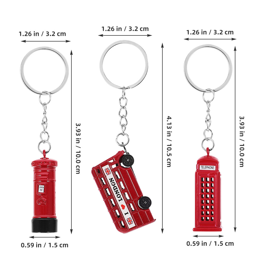 3개 세트 런던 기념품 키체인 영국 버스 우체통 전화  - Travel Accessories London 리뷰 및 가격