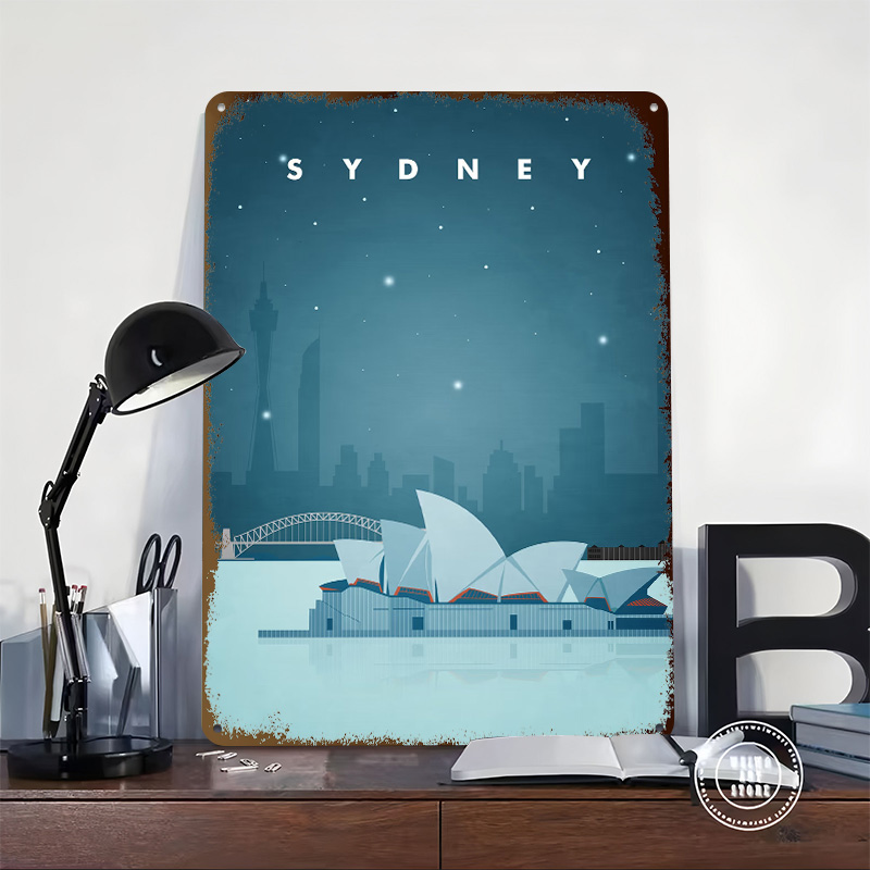 시드니 여행 포스터 맞춤형 빈티지 금속 간판 벽 장식  - Travel Accessories For Europe 리뷰 및 가격