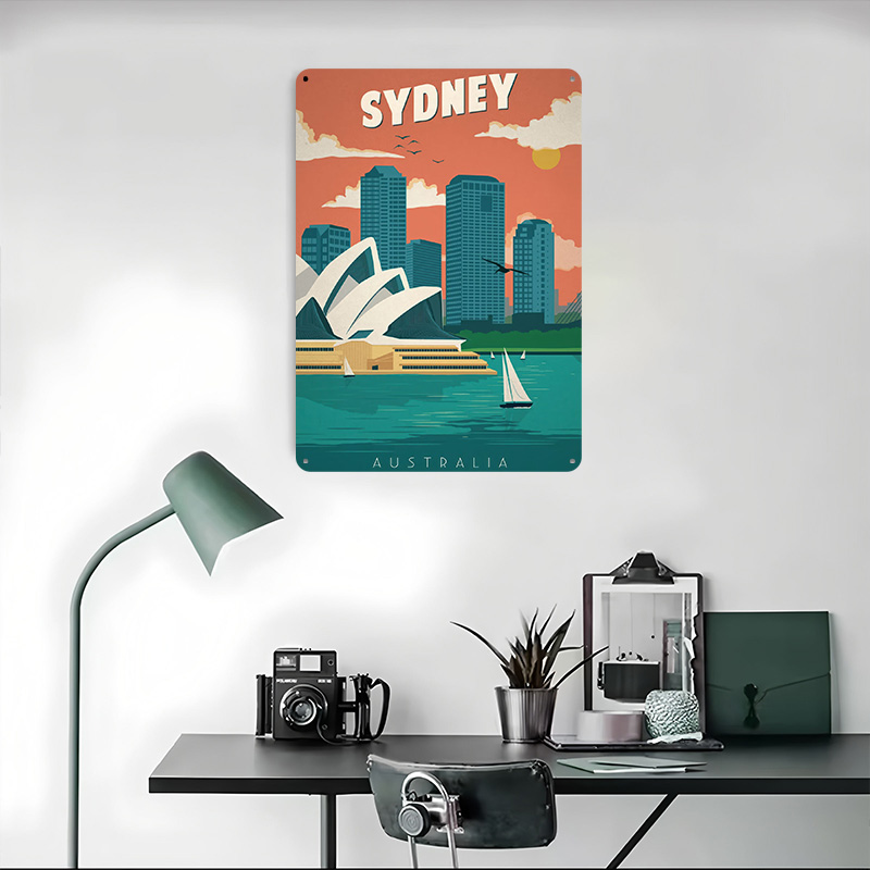 시드니 여행 포스터 맞춤형 빈티지 금속 간판 벽 예술  - Travel Accessories Sydney 리뷰 및 가격